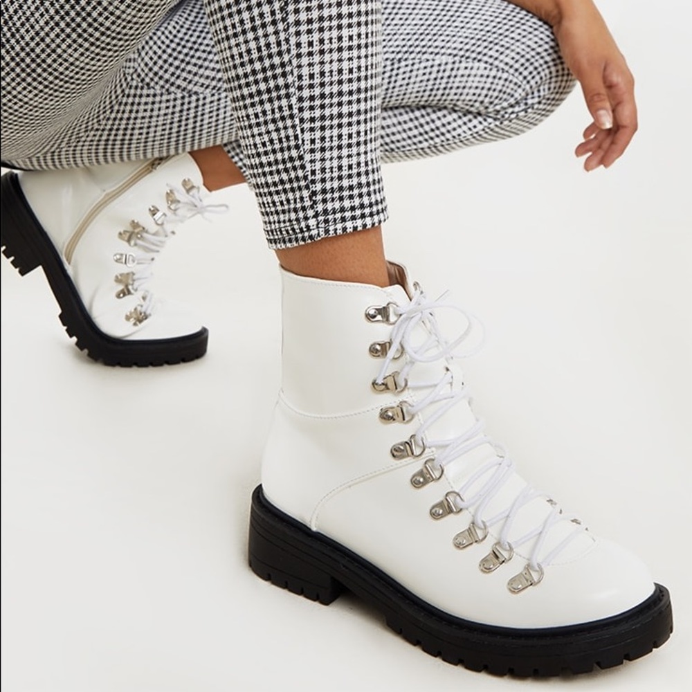 White combat boots